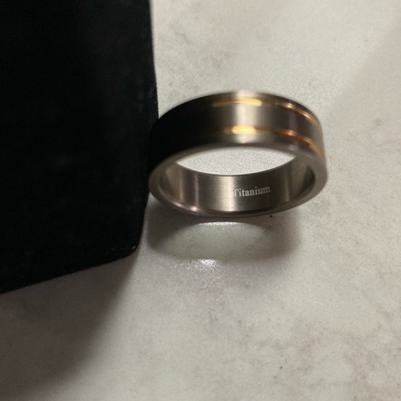 COPY - Titanium band 14GP dual ridged inlays Size 10 - Picture 6 of 6